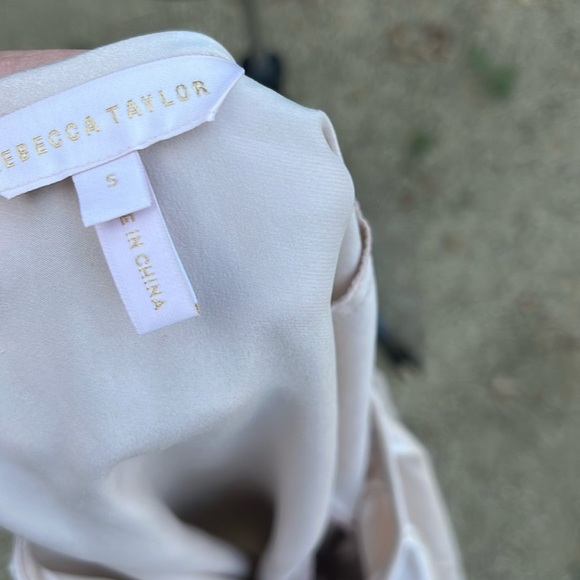 Rebecca Taylor Ivory Silk Pleated Puff Sleeve Blouse Size Small - Picture 3 of 8